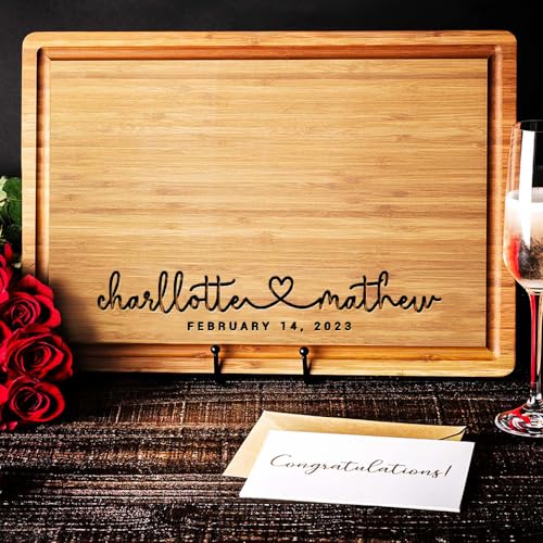 Personalized Wood Engraved Cutting Board - Customized Chopping Block - Unique Present for Wedding, Anniversary, Housewarming, Birthday, Holiday Gift Idea For Friends, Family, Mom, Dad.