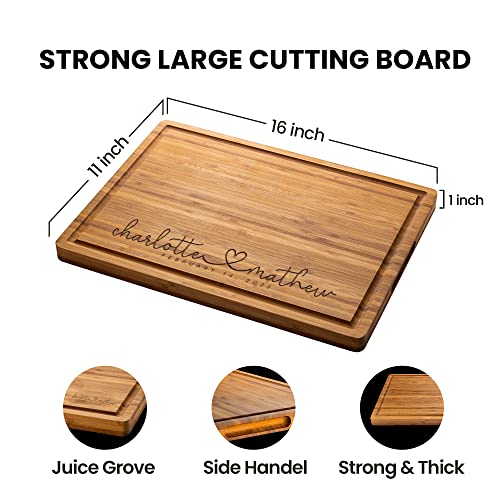 Personalized Wood Engraved Cutting Board - Customized Chopping Block - Unique Present for Wedding, Anniversary, Housewarming, Birthday, Holiday Gift Idea For Friends, Family, Mom, Dad.