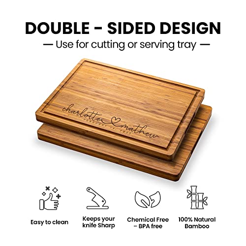 Personalized Wood Engraved Cutting Board - Customized Chopping Block - Unique Present for Wedding, Anniversary, Housewarming, Birthday, Holiday Gift Idea For Friends, Family, Mom, Dad.