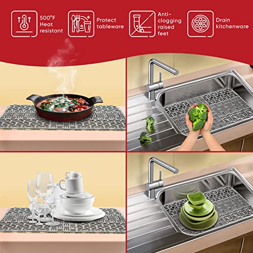 Extra Large Sink Protectors For Kitchen Sink - 25x13 Silicone Mat - Non-Slip Kitchen Mat - Kitchen Sink Accessories for Farmhouse Sink - Heat-Resistant Silicone Sink Mat