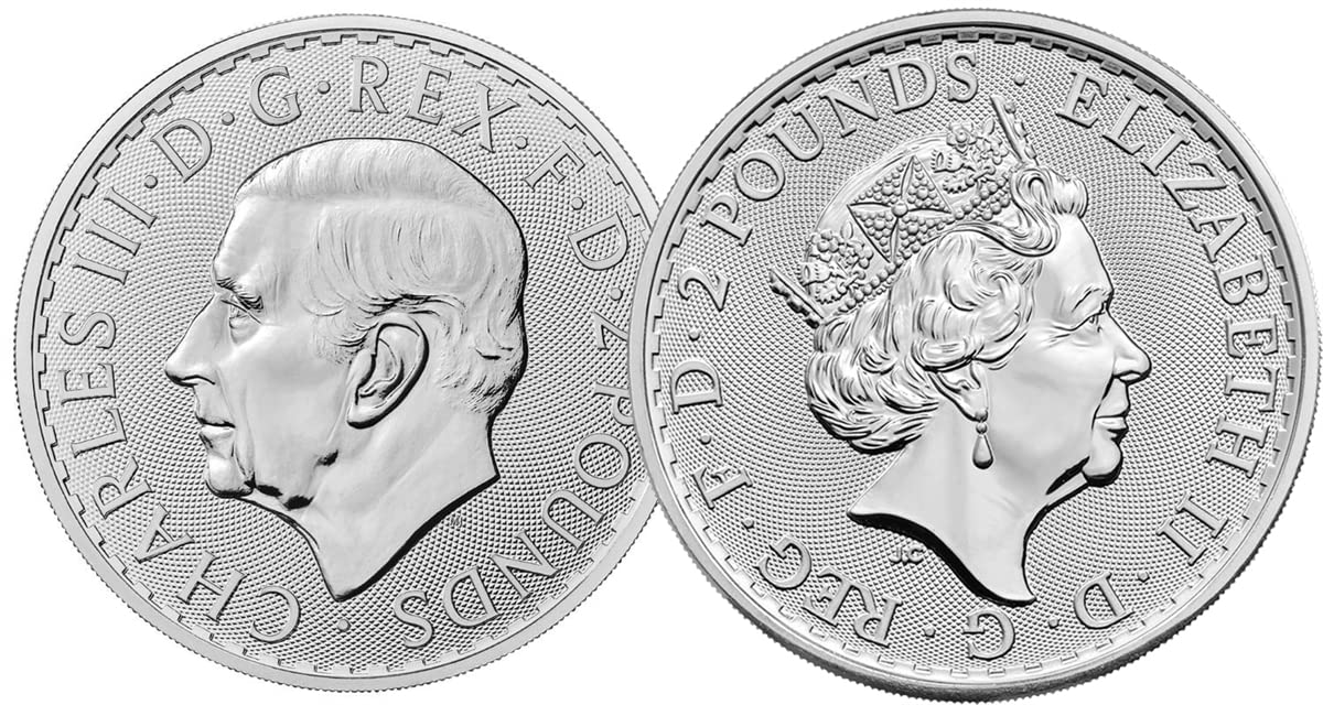 UK 2023 King Charles and Queen Elizabeth British Silver Britannia 2 Coin Set Uncirculated