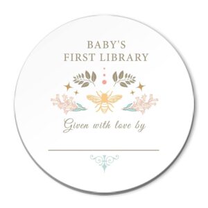 port of reverie bookplate self-adhesive stickers, set of 48 from the library of stickers, bee themed baby shower