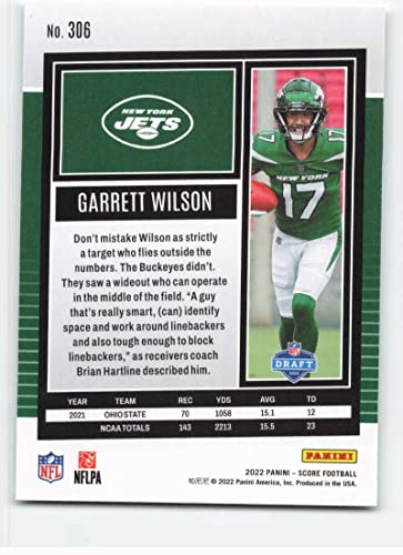 2022 Score #306 GARRETT WILSON RC Rookie New York Jets Football Trading Card