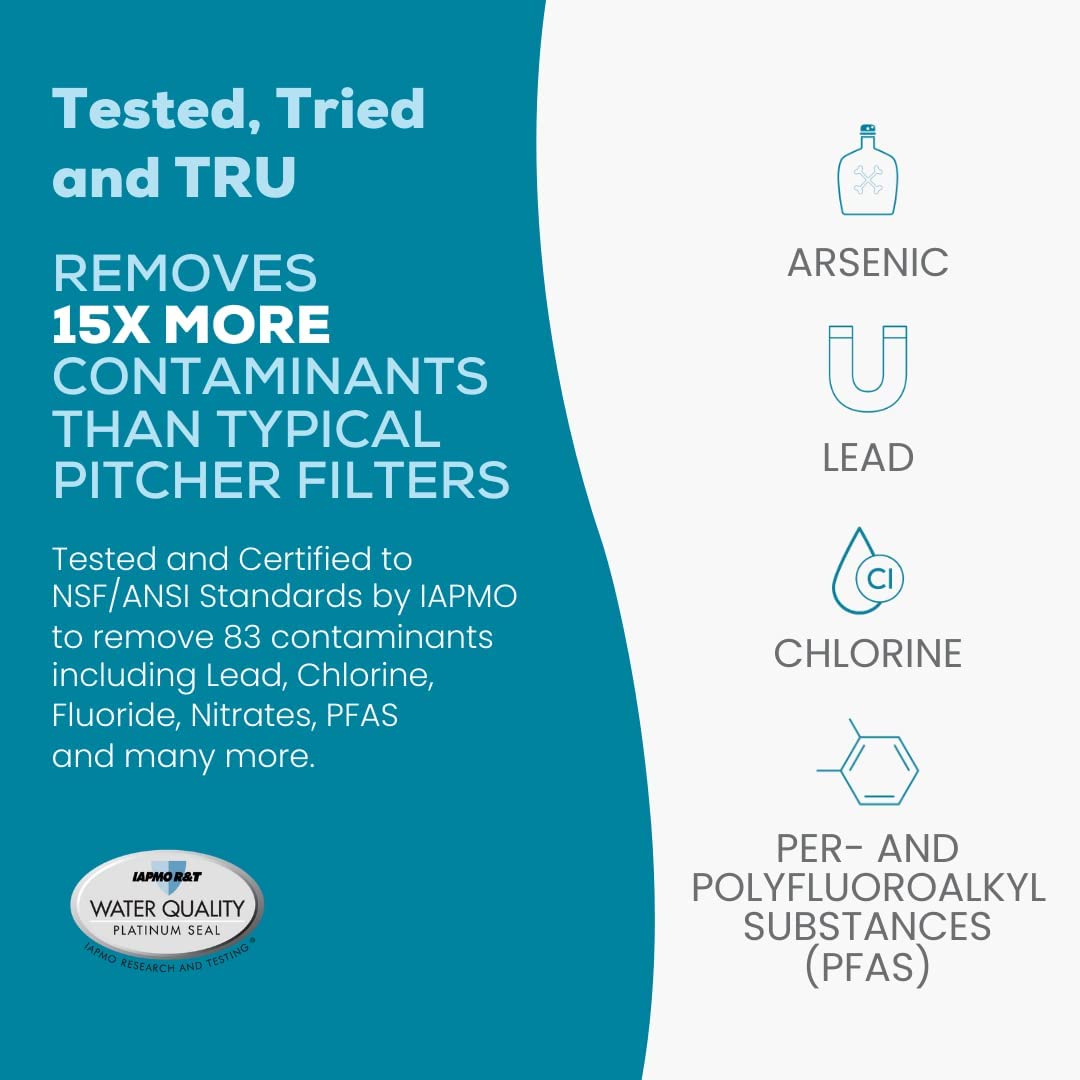 AQUA TRU Carafe | Countertop Water Purifier for PFAS and Other Contaminants with Exclusive 4-Stage Ultra Reverse Osmosis Technology (No Plumbing or Installation Required) | BPA Free