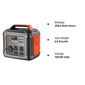SBAOH Portable Power Station, 300W 296Wh Solar Generator Quick Charge / 110V AC Outlets/DC Ports and LED Flashlight, Lithium Battery Backup for Home Outdoor Travel Camping Blackout