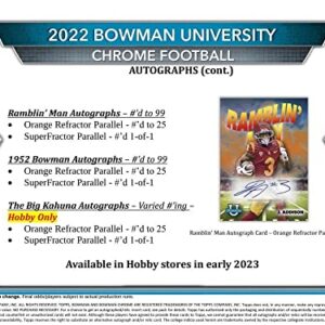 2022 Bowman Chrome University Football Hobby Box (24 Packs/4 Cards: 2 Autos)