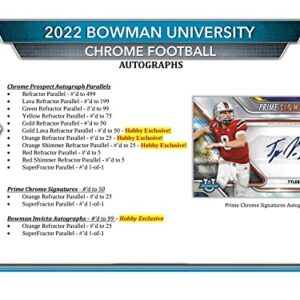 2022 Bowman Chrome University Football Hobby Box (24 Packs/4 Cards: 2 Autos)