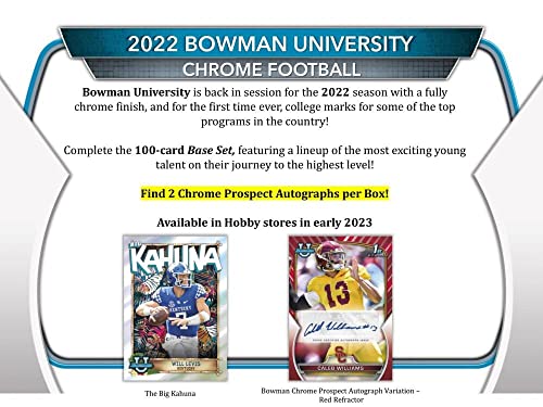 2022 Bowman Chrome University Football Hobby Box (24 Packs/4 Cards: 2 Autos)