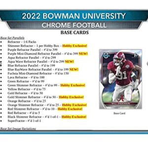 2022 Bowman Chrome University Football Hobby Box (24 Packs/4 Cards: 2 Autos)