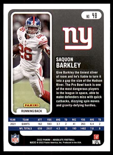 Football Trading Card NFL 2022 Panini Absolute #48 Saquon Barkley NM Near Mint NY Giants