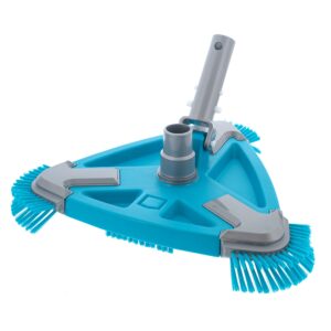 u.s. pool supply deluxe weighted triangular pool vacuum head with side brushes, swivel connection, ez clip handle - for above ground & inground swimming pools – vinyl liner floor, step, corner cleaner