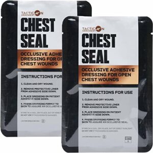 tacticon occlusive vented chest seal | combat veteran owned company | first aid kit trauma dressing emergency | ifak supplies (2-pack)