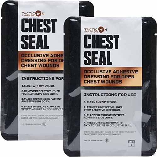 Tacticon Occlusive Vented Chest Seal | Combat Veteran Owned Company | First Aid Kit Trauma Dressing Emergency | IFAK Supplies (2-Pack)