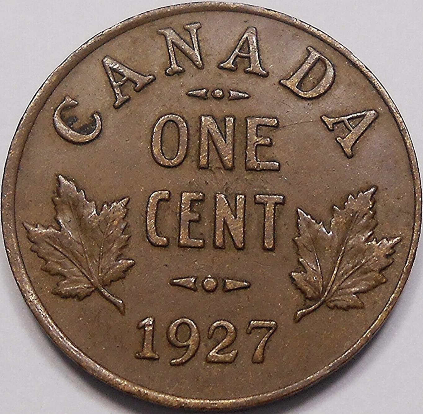 1920-1936 1 Cent Canadian Coin. Issued Under King George V, A British and Canada Royal. 1 Cent Graded By Seller. Circulated Condition.