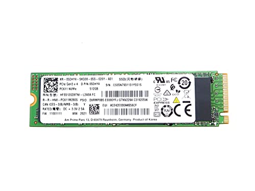 Solid State Drive 5DHY4 05DHY4 KR-05DHY4 Compatible Replacement Spare Part for Dell SK Hynix PC611 HFS512GD9TNI 512GB PCI Express 3.0 x4 TLC NVMe M.2 2280 Internal SSD