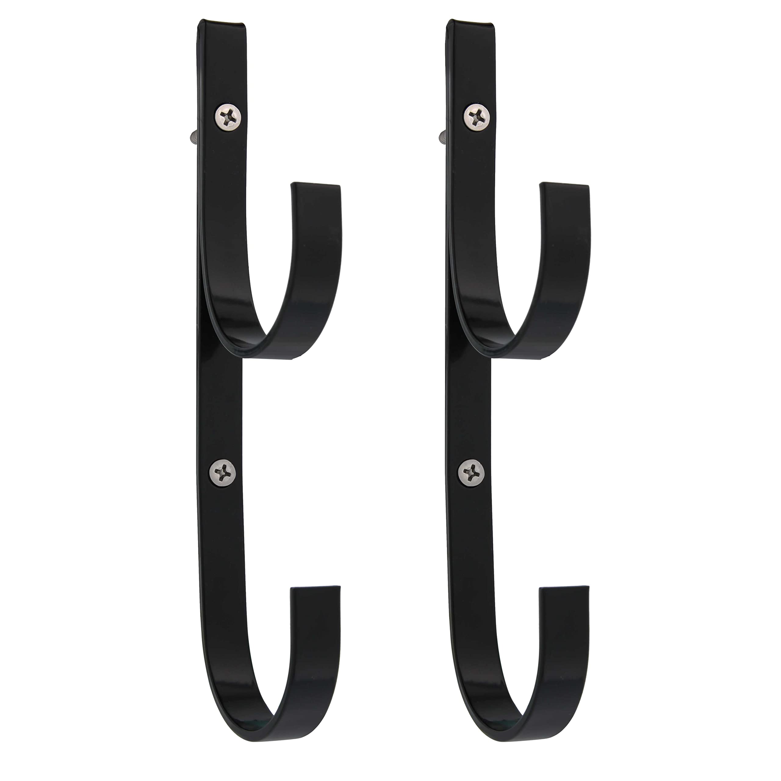 U.S. Pool Supply Set of 2 Black Aluminum Pool Hangers for Telescopic Poles - Store Poles with Nets, Vacuums, Hoses & Attachments - Organize Swimming Pool Area, Accessory Equipment