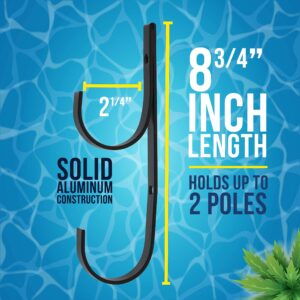 U.S. Pool Supply Set of 2 Black Aluminum Pool Hangers for Telescopic Poles - Store Poles with Nets, Vacuums, Hoses & Attachments - Organize Swimming Pool Area, Accessory Equipment