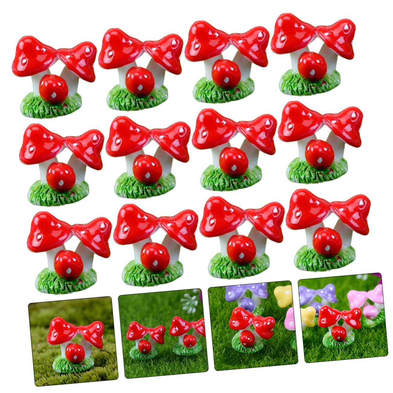 Abaodam 40 Pcs Micro Landscape Mushroom Dollhouse Decorations Mushroom Cake Decorations Outdoor Decor Mini Mushrooms Tiny Mushrooms Mini Succulent Ornament Fairy Plant Toy Room Resin