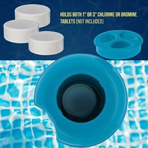 U.S. Pool Supply Pool Chlorine Floater Dispenser with Thermometer - 8" Diameter Floating Chlorinator, Large Capacity Holds 3" Tablets - Adjustable Ring for Balanced Delivery