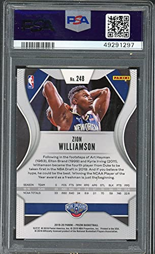 Zion Williamson 2019 Panini Prizm Basketball Rookie Card RC #248 Graded PSA 10