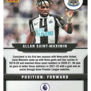 2021-22 PANINI PRIZM PREMIER LEAGUE #40 ALLAN SAINT-MAXIMIN NEWCASTLE UNITED SOCCER OFFICIAL TRADING CARD OF THE PRO