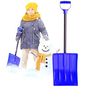 Kids' Snow Shovel – Steel Shaft with Ergonomic Handle – Snow Shovel for Kids Blue – Works Great for The Car as an Emergency Shovel for Home Garage & Garden