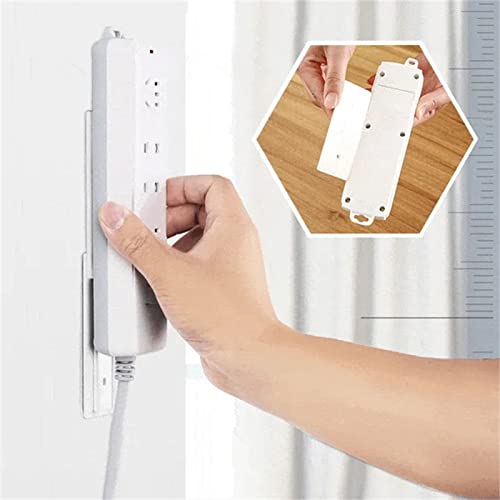 4 Pcs Adhesive Punch-Free Socket Holder, Self-Adhesive Desktop Socket Fixer, Desktop Mountable Plug-in Socket Fixer Bracket Stand for Kitchen Home Office (White)