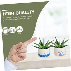 Asakkura 8pcs Flower Pencil Blue Balcony Porcelain Succulent Mini Pots Style Home Planter Succulents Small Desktop Ceramic Office Bonsai Painted Pot Decorative Cactus Desk Hand Container