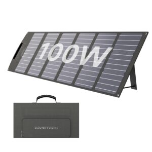 egretech 100w portable solar panel, foldable solar panels kit with adjustable kickstands, waterproof ip67 for outdoor camping, power station