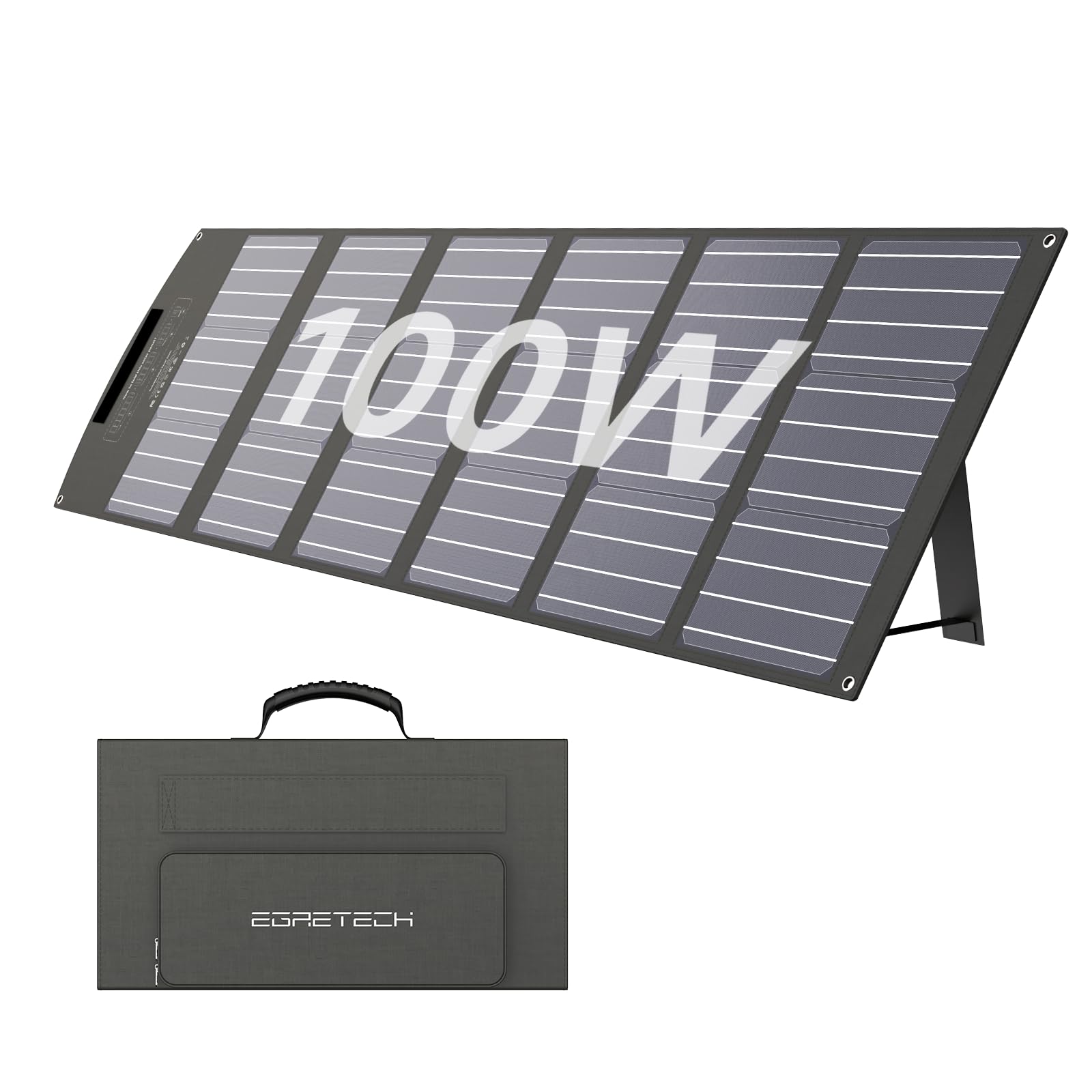 Egretech 100W Portable Solar Panel, Foldable Solar Panels Kit with Adjustable Kickstands, Waterproof IP67 for Outdoor Camping, Power Station