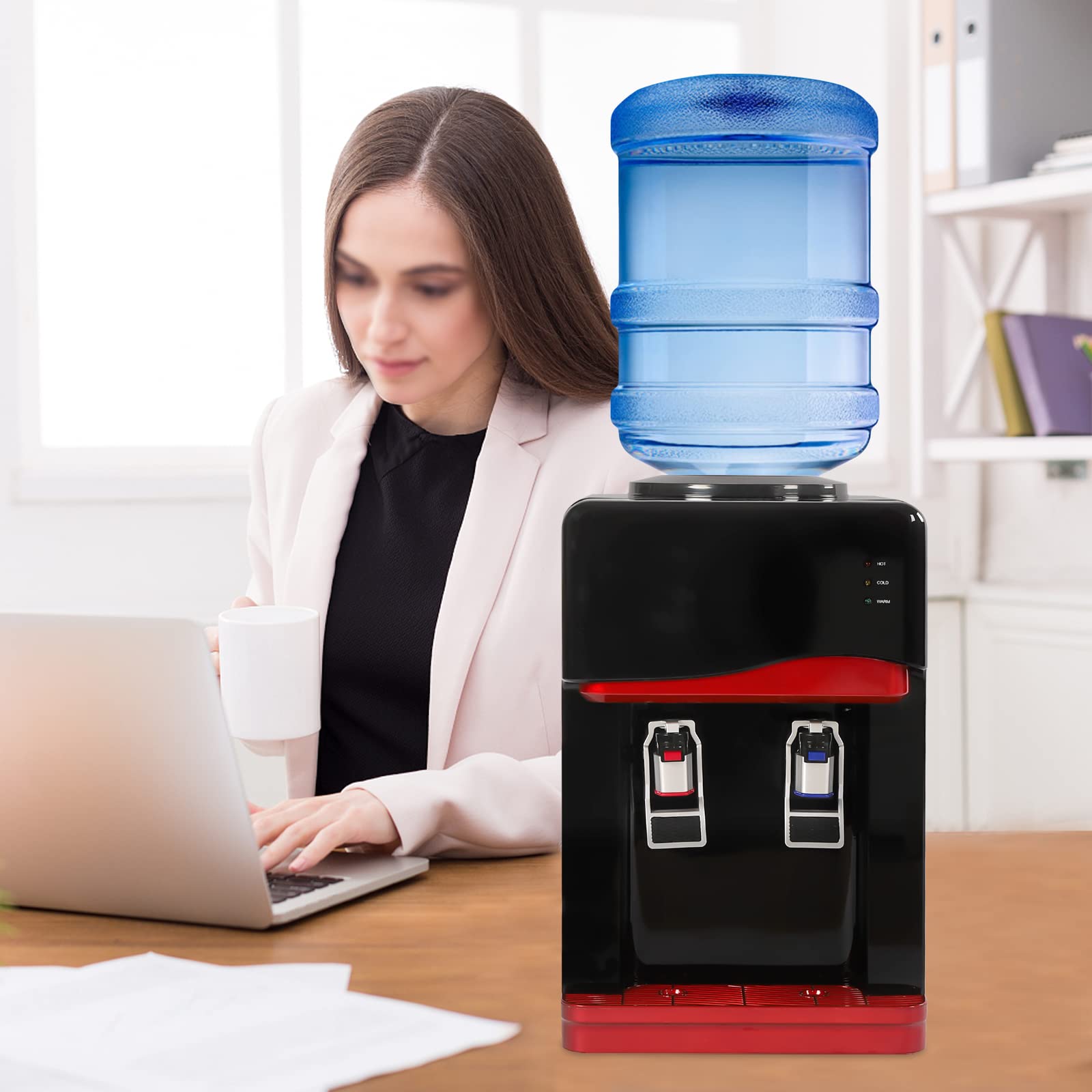 Water Cooler Dispenser,Cold and Hot Water Dispenser for 1 to 5 Gallon Bottles,Countertop Water Cooler Dispenser for Home Office Coffee Tea Bar Dorm