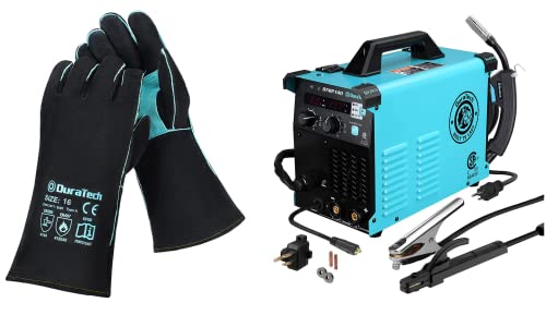 DuraTech Mig Welding Machine, 140 Amp Stick Welder Tig Welder Flux Core Mig Welder 3 IN 1 with DURATECH Welding Gloves, 16″ Fireplace Gloves