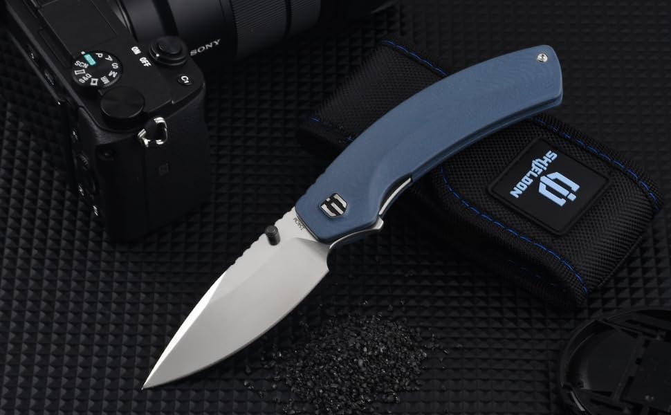 SHIELDON Hierophant Pocket Knife 154CM Steel 3.38'' Drop Point Blade G10 Handle Folding Knife with Easy Open Flipper & Thumb Stud for Every Day Carry(Satin)