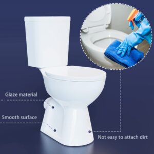 Simple Project 19inch Tall Toilet | Elongated Toilets 1.28GPF Powerful Dual Flush | Rear Outlet Toilet, High Toilets For Seniors, Disabled & Tall Person