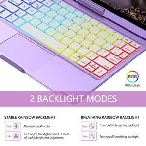 OYOSUOGG Touch ipad Air 5th Generation Case with Keyboard, ipad Pro 11 inch Case with 7 RGB Backlight & 360°Rotatable Keyboard, Magic Trackpad Keyboard Case for Air 4th Gen with Pencil Holder, Purple