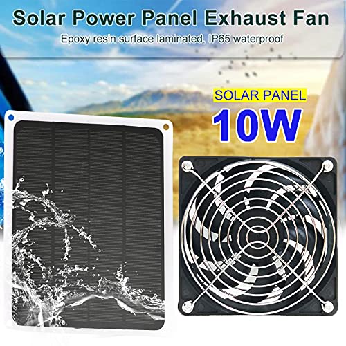 Aocoray Solar Panel Fan for Chicken Coop 10W Waterproof Mini Solar Powered Fan Exhaust Ventilator with 2 Metal Protection Net 9.9Ft/3m Cable for Pet Dog Houses, Greenhouses, Sheds, RV Roof