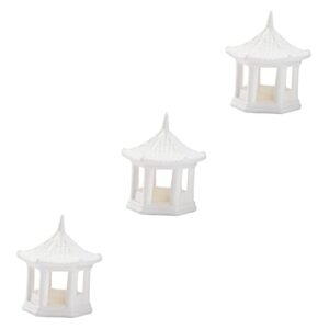 NOLITOY 3pcs Hexagonal Gazebo Ornaments Aquarium Decorations Zen Garden Decoration Fish Tank Mini Pagoda Miniature Pagoda Tabletop Accessories Mini Pavilion Ornament Ceramics Display White