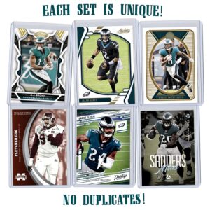 Philadelphia Eagles Super Bowl LVII Football Card Bundle, Set of 6 Assorted Jalen Hurts Miles Sanders Fletcher Cox Darius Slay Devonta Smith AJ Brown Football Cards Protected by Sleeve and Toploader