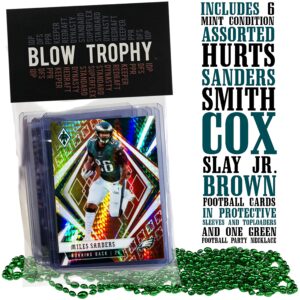 Philadelphia Eagles Super Bowl LVII Football Card Bundle, Set of 6 Assorted Jalen Hurts Miles Sanders Fletcher Cox Darius Slay Devonta Smith AJ Brown Football Cards Protected by Sleeve and Toploader