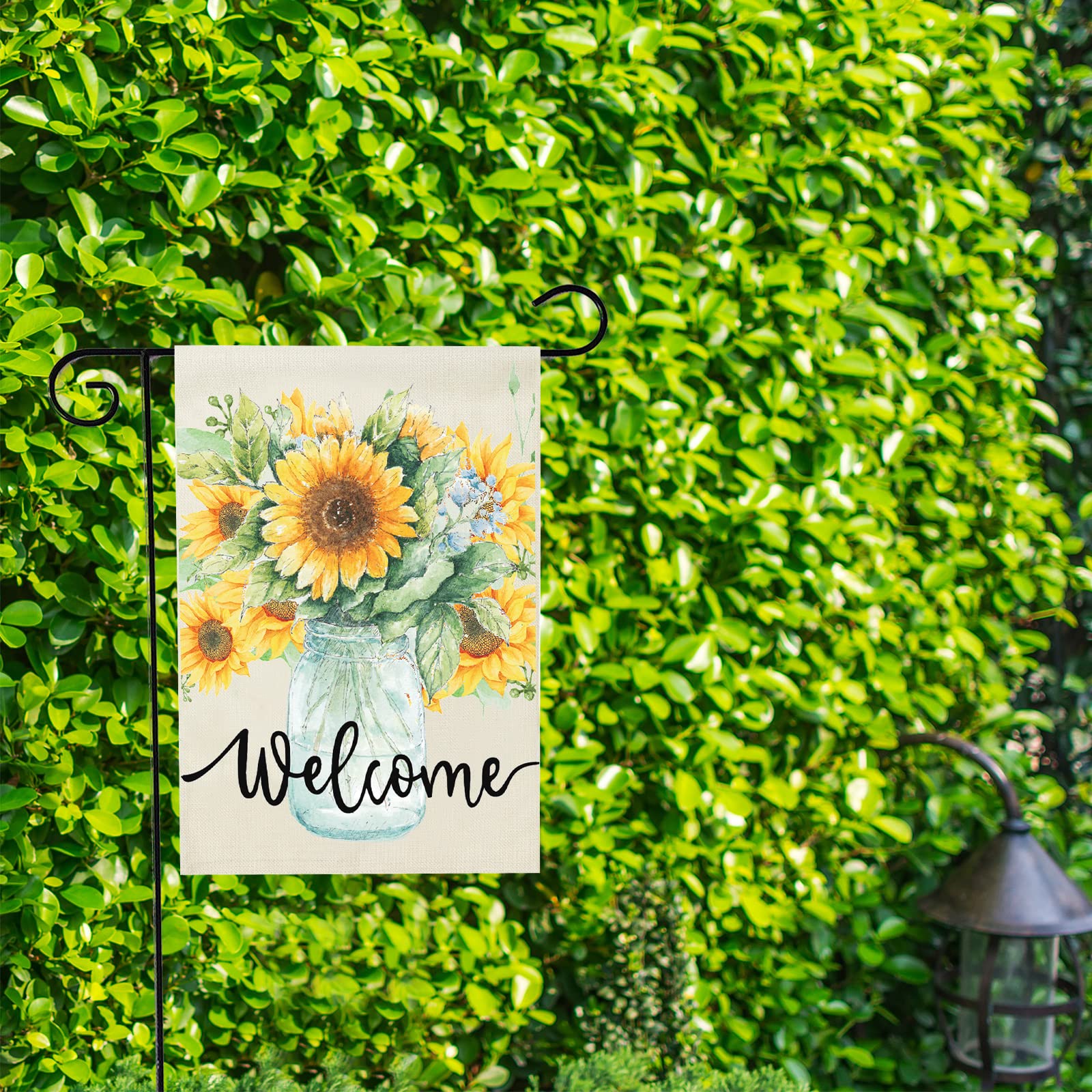 Spring Garden Flags, Welcome Floral Garden Flag, Easter Garden Flag, Seasonal Yard Flags House Flags, Flower Yard Flag, Garden Flags for Outside Front Door, Mailbox, Poolside, Lakeside (Sunflower)