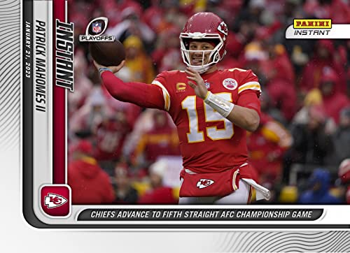 New 2023 Panini Instant PATRICK MAHOMES II Authentic Football Card #206 (5th Straight AFC Championship Game) - LIMITED PRODUCTION of ONLY 326 - Kansas City Chiefs