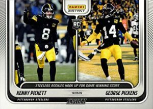 2022 panini instant football #164 kenny pickett and george pickens rookie card steelers - only 665 made