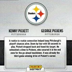 2022 Panini Instant Football #164 Kenny Pickett and George Pickens Rookie Card Steelers - Only 665 made