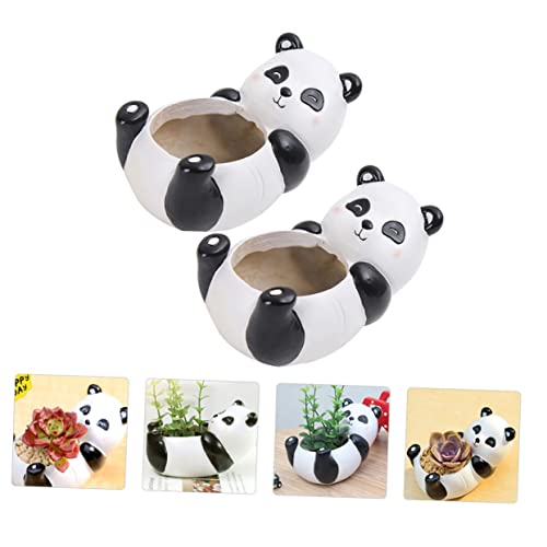 YARNOW 2pcs Office Vase Desktop Cute Outdoor Potted Cartoon Desk Table Lovely Container Basin Cm Flower Planters Ceramic Indoor Home Statue Small Decorative Pots for X Succulent Bonsai