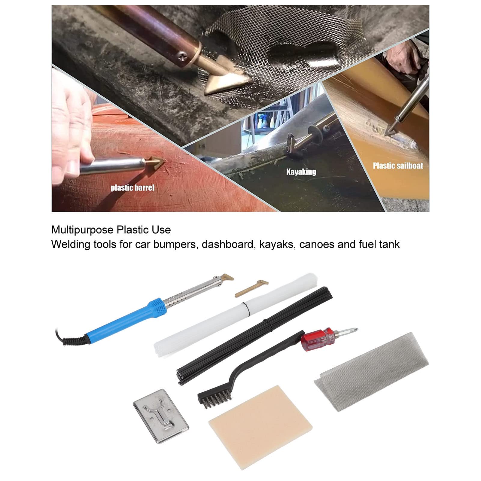 Biitfuu Plastic Welding Kit for Surface Repair Stainless Steel for Canoes with Plastic Welder and Rods Set (US Plug 110V 60HZ)