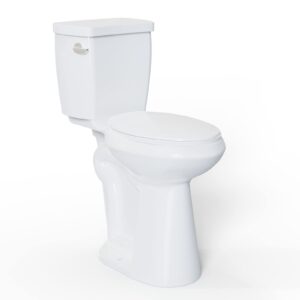 simple project 21" elongated tall toilet | two-piece high toilets with standard 12-in rough-in | single flush high toilets for seniors, disabled & tall person