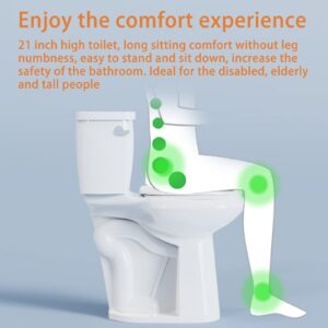 Simple Project 21" Elongated Tall Toilet | Two-piece High Toilets With Standard 12-in Rough-in | Single Flush High Toilets For Seniors, Disabled & Tall Person