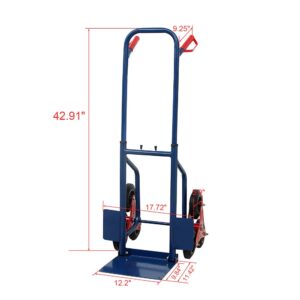 RJDOUJIN 440lbs Heavy Duty Stair Climbing Moving Dolly Hand Truck Warehouse Appliance Cart Blue