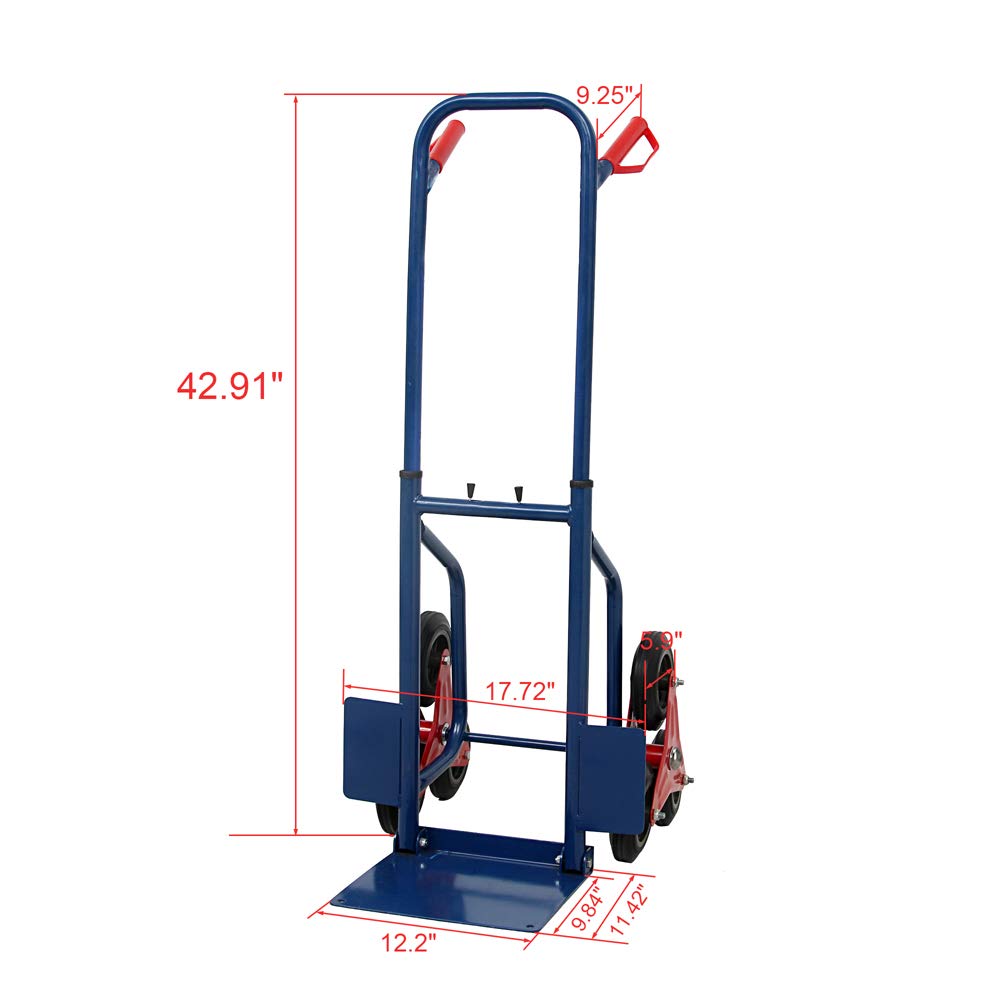 RJDOUJIN 440lbs Heavy Duty Stair Climbing Moving Dolly Hand Truck Warehouse Appliance Cart Blue