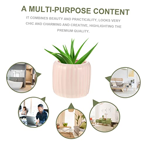 SECFOU 1pc Size Shop Arrangement Succulents Round Lovely Plants Floral Matte Desktop Office Pink Vases Windowsill Accessories Nursery Basin Bonsai and Gardening Table Center Holder